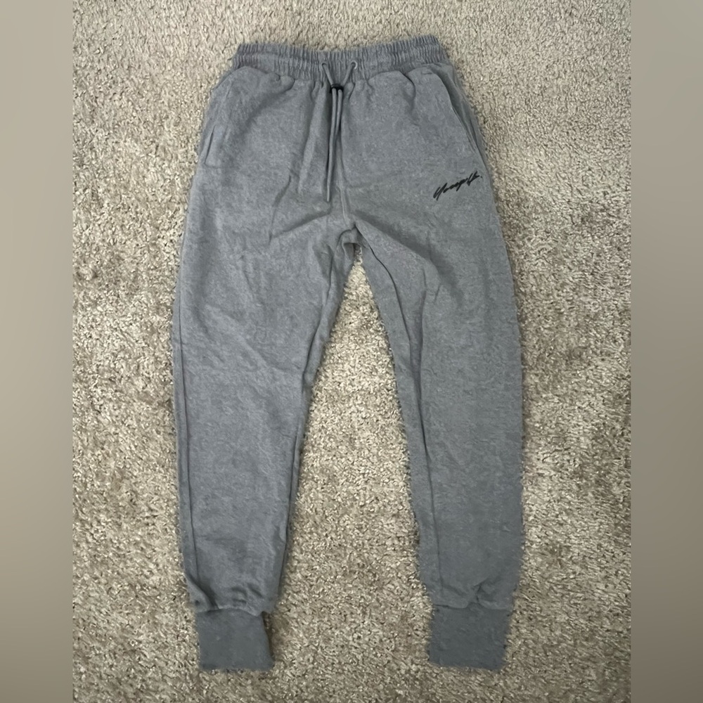 YoungLA Gray Sweatpants with Elastic Cuffs and Tapered Fit